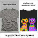 Premium quality stitching and artwork print on Two Fancy Cats women's graphic tee