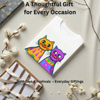 Two Fancy Cats artistic t-shirt gift for women, birthdays and special occasions