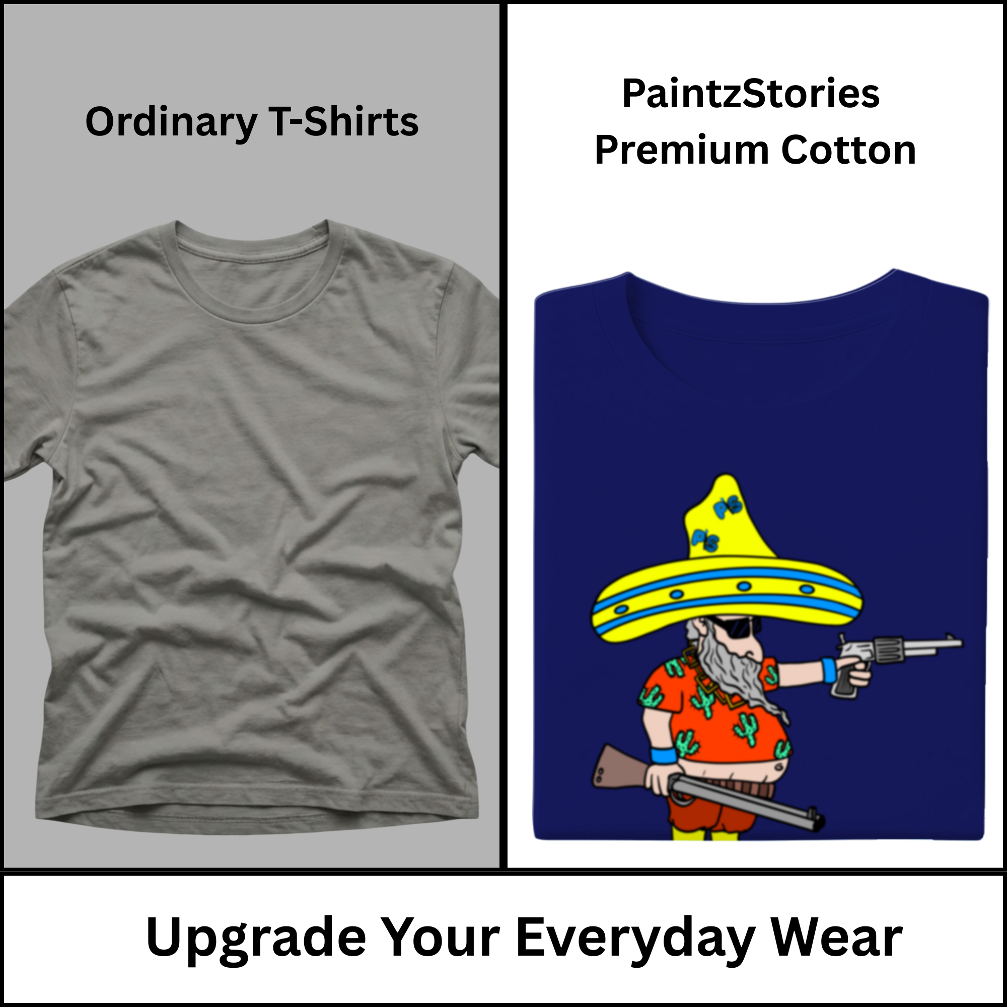 Premium quality stitching and artwork print on Wild Man's Intention men's artistic t-shirt