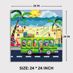 Beach Bound: A Sunny Doodle Illustration of Coastal Adventure canvas print dimensions 2 feet x 2 feet framed wall art