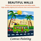 Beach Bound: A Sunny Doodle Illustration of Coastal Adventure artistic canvas print enhancing beautiful living room walls
