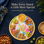 PaintzStories Cycle of Seasons circular wooden platter with bowl for serving snacks, starters, fruits and small bites