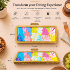 PaintzStories rectangular wooden platter measuring 13 x 5 inch, compact for serving snacks and sides