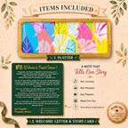 PaintzStories solid mango wood platter, wipe clean with a damp cloth, do not soak, microwave, dishwasher or oven