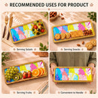 PaintzStories rectangular wooden platter for serving dry snacks, starters, fruits and sides or displaying as table decor