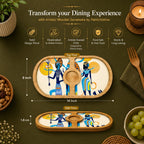 PaintzStories Egyptian Priestess and Warriors round wooden serving platter, 14 x 8 inch size