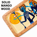 Handcrafted PaintzStories rectangular platter made from solid mango wood with glossy Meena print artwork