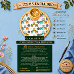 PaintzStories Elephants In Love circular wooden serving platter with 50 ml wooden bowl, PaintzStories Card and Welcome Letter included