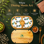PaintzStories Elephants In Love artistic round wooden serving platter styled for elegant dining and table decor