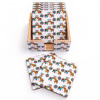 PaintzStories Elephants In Love artistic wooden coasters set of 6 with holder