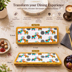 PaintzStories rectangular wooden platter measuring 13 x 5 inch, compact for serving snacks and sides
