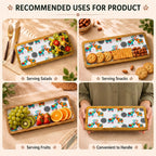 PaintzStories rectangular wooden platter for serving dry snacks, starters, fruits and sides or displaying as table decor