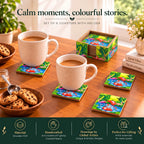 PaintzStories Flamingo Elegance decorative wooden coasters for home decor