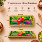 PaintzStories rectangular wooden platter measuring 13 x 5 inch, compact for serving snacks and sides