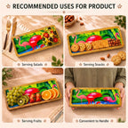 PaintzStories rectangular wooden platter for serving dry snacks, starters, fruits and sides or displaying as table decor