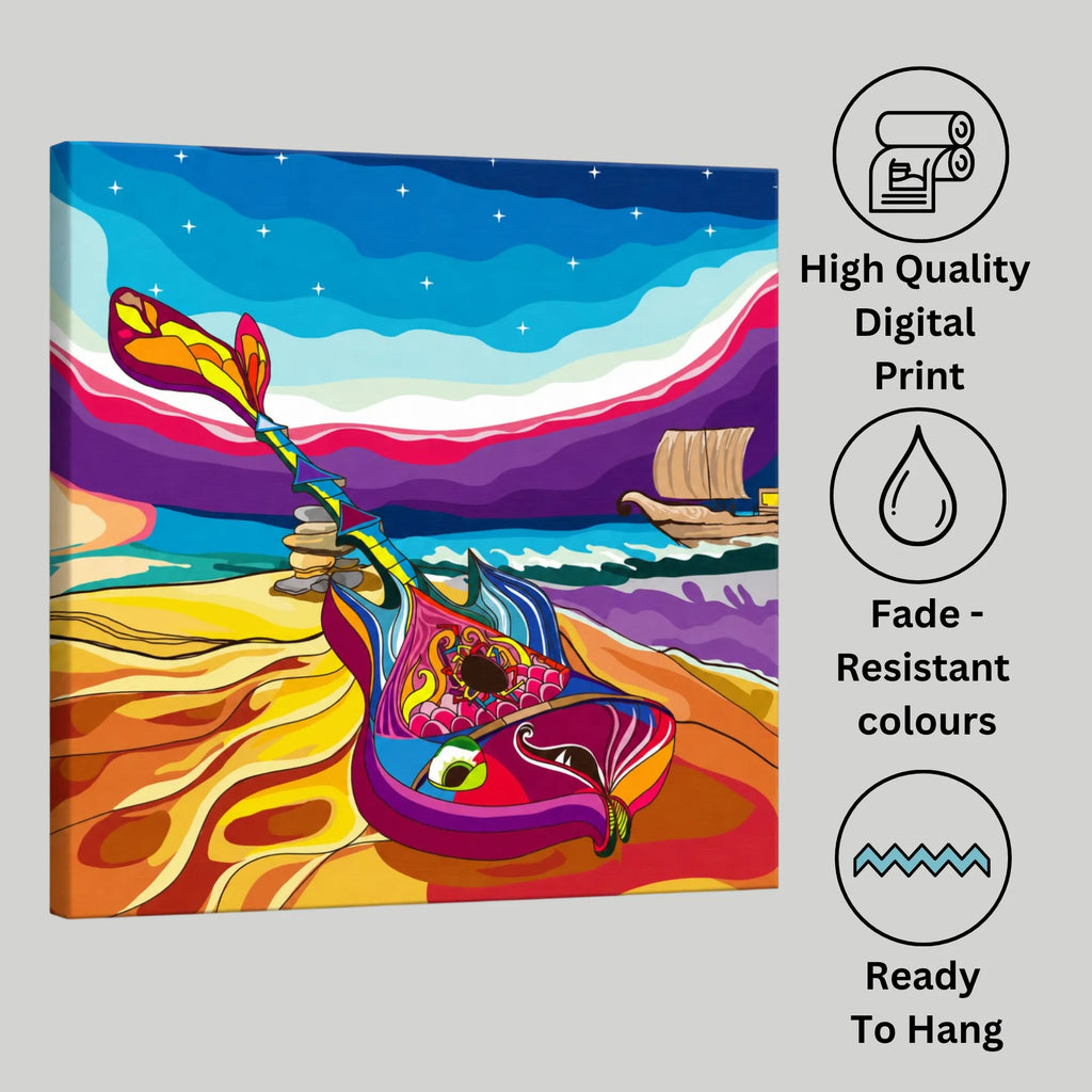 Premium canvas print with wooden frame, story card and authentic artwork by PaintzStories