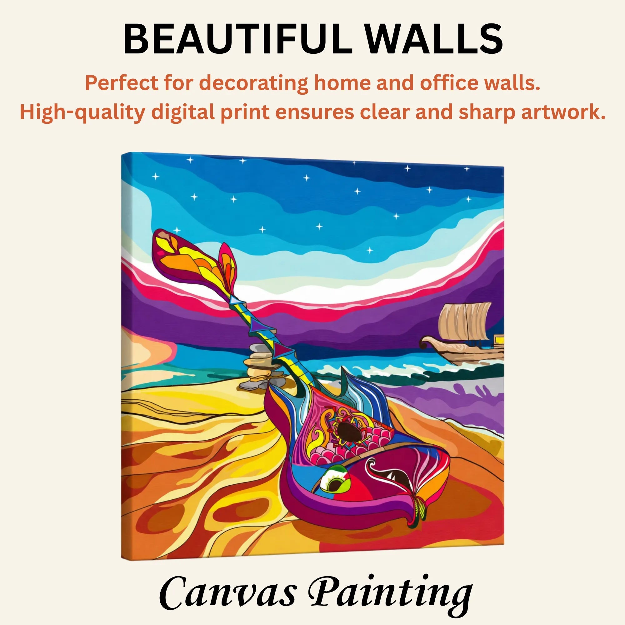 Harmonious Melodies by the Sea artistic canvas print enhancing beautiful living room walls