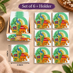 PaintzStories A Journey Through Culture & Tradition wooden coasters 4x4 inch with holder dimensions