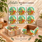 PaintzStories A Journey Through Culture & Tradition wooden coasters set of 6 gift item
