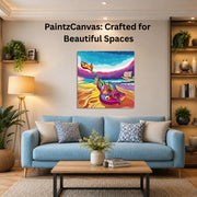PAINTZSTORIES Harmonious Melodies by the Sea Canvas Print | Wall Decor & Wall Art Painting for Living Room | Authentic Art | Modern Canvas Home Decor | 2 Feet x 2 Feet