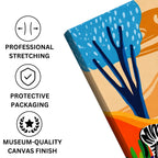 Serenity Stripes: Sunset Tranquility with a Pair of Zebras canvas print professionally stretched with a neat wrap finish and securely packed in protective packaging for safe delivery