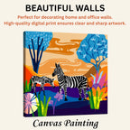 Serenity Stripes: Sunset Tranquility with a Pair of Zebras artistic canvas print enhancing beautiful living room walls