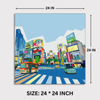 Shibuya Harmony: Capturing the Bustle of the Famous Crossing canvas print dimensions 2 feet x 2 feet framed wall art