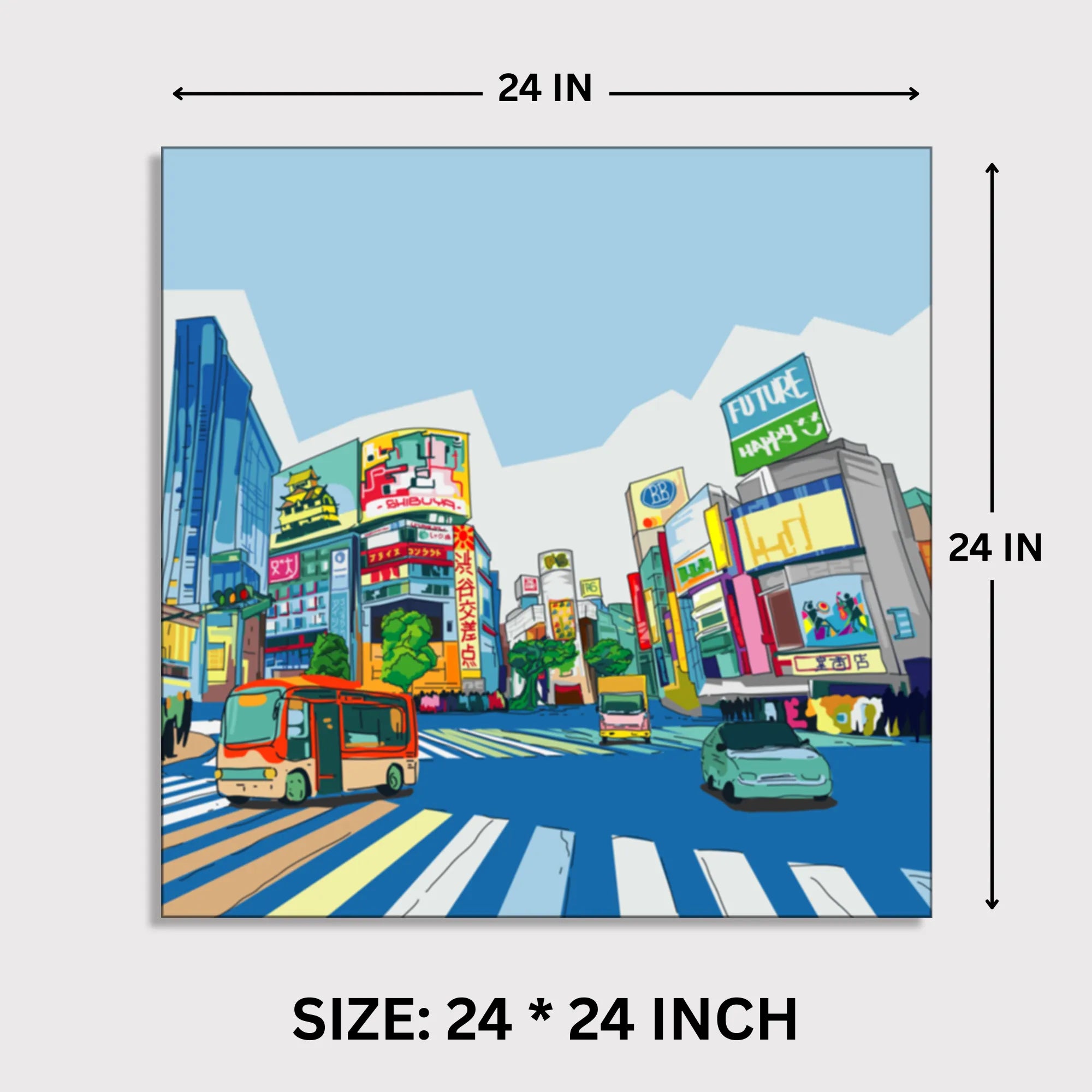 Shibuya Harmony: Capturing the Bustle of the Famous Crossing canvas print dimensions 2 feet x 2 feet framed wall art