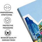 Shibuya Harmony: Capturing the Bustle of the Famous Crossing canvas print professionally stretched with a neat wrap finish and securely packed in protective packaging for safe delivery