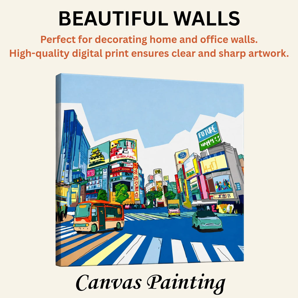 Shibuya Harmony: Capturing the Bustle of the Famous Crossing artistic canvas print enhancing beautiful living room walls