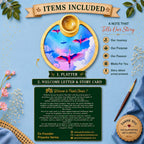 PaintzStories Stunning Birds in a Colourful Sky circular wooden serving platter with 50 ml wooden bowl, PaintzStories Card and Welcome Letter included