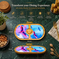 PaintzStories Stunning Birds in Sky round wooden serving platter, 14 x 8 inch size