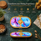 PaintzStories Stunning Birds in Sky round wooden serving platter, 14 x 8 inch size