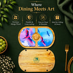 PaintzStories Stunning Birds in Sky artistic round wooden serving platter styled for elegant dining and table decor