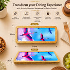PaintzStories rectangular wooden platter measuring 13 x 5 inch, compact for serving snacks and sides