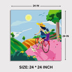 Summer Adventure: Mother & Child Cycling canvas print dimensions 2 feet x 2 feet framed wall art