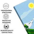 Summer Adventure: Mother & Child Cycling canvas print professionally stretched with a neat wrap finish and securely packed in protective packaging for safe delivery