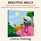 Summer Adventure: Mother & Child Cycling artistic canvas print enhancing beautiful living room walls