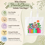 Close-up of "A Garden of Joy" Tote Bag Showing Cotton Canvas Texture, Print Detail and Inner Pocket