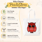 Close-up of "A Graceful Owl" Tote Bag Showing Cotton Canvas Texture, Print Detail and Inner Pocket