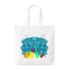 PaintzStories "A Rainbow Jungle" Artistic Tote Bag – White Eco-Friendly Cotton Canvas Bag for Women