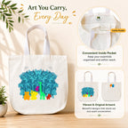 PaintzStories "A Rainbow Jungle" Tote Bag in Use for Shopping, College and Travel