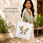 Close-up of "A Vibrant Butterfly" Artwork Print on PaintzStories Cotton Canvas Tote Bag