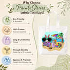 Close-up of "Beach Rabbit With Easter Eggs" Tote Bag Showing Cotton Canvas Texture, Print Detail and Inner Pocket