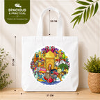 PaintzStories "India's Culture & Heritage" Tote Bag Size – 37cm x 37cm with 22cm Handles and Inner Pocket