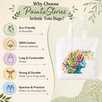 Close-up of "Floral Reflections" Tote Bag Showing Cotton Canvas Texture, Print Detail and Inner Pocket