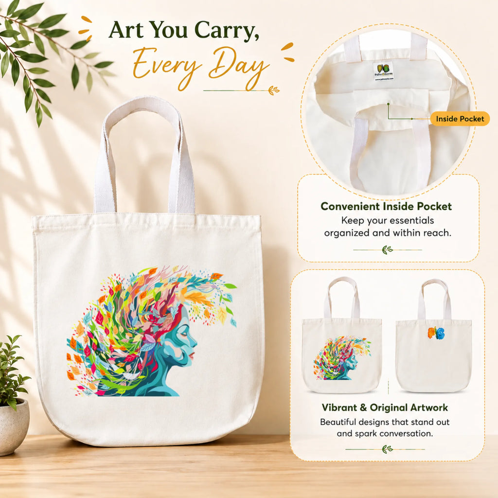 PaintzStories "Floral Reflections" Tote Bag in Use for Shopping, College and Travel
