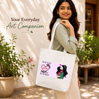 Close-up of "Mother's Love" Artwork Print on PaintzStories Cotton Canvas Tote Bag