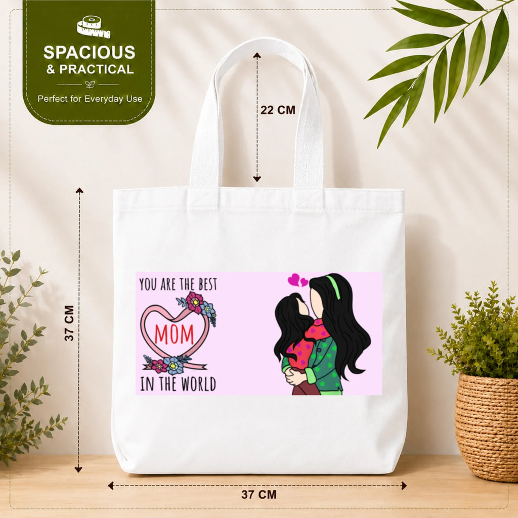 PaintzStories "Mother's Love" Tote Bag Size – 37cm x 37cm with 22cm Handles and Inner Pocket