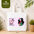 PaintzStories "Mother's Love" Tote Bag Size – 37cm x 37cm with 22cm Handles and Inner Pocket
